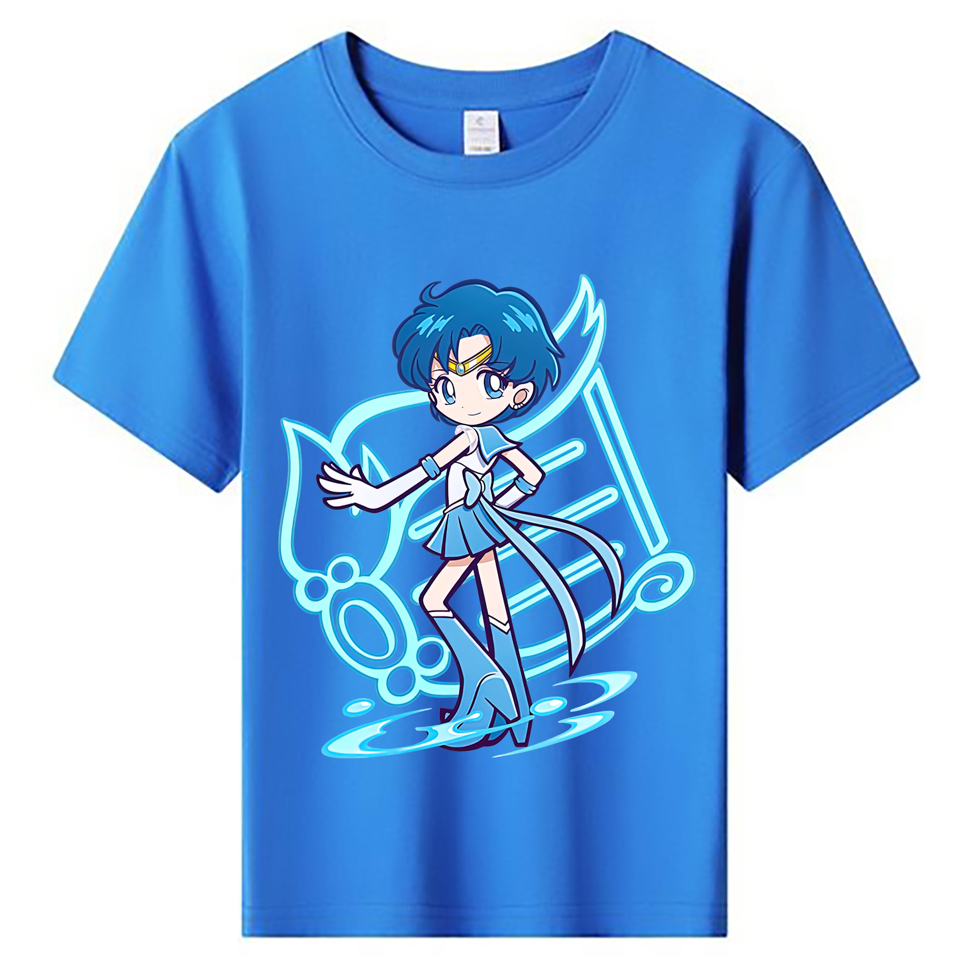 （画像用） 美少女戦士セーラームーン 水野 亜美 みずの あみ Sailor Moon Mizuno Ami 綿100％キッズTシャツ（フロントプリント）